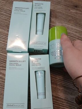 GlobalBeautyCare Smooth & Lift Collagen Serum + Eye Cream Set - Mint